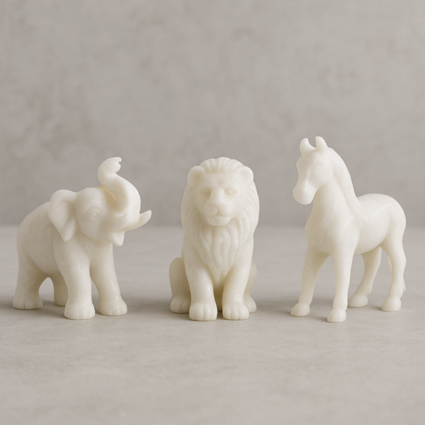 Miniature Marble Animal Sculptures (Elephants, Lions, Horses)